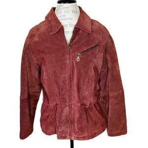 Vintage Outbrook Suede Leather Jacket Womens Medium Mahogany Full Zip 90s Retro